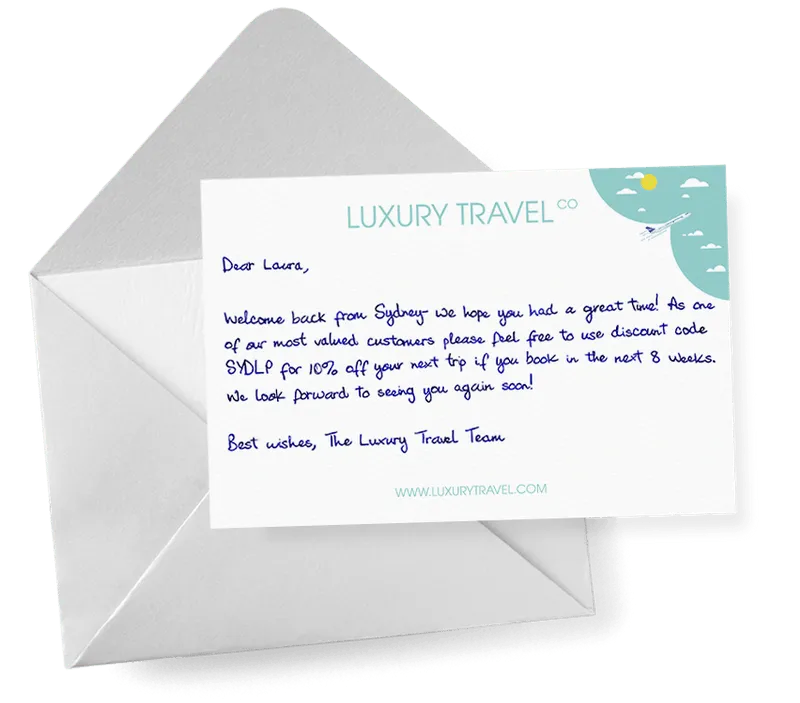 A handwritten letter and envelope for a bank