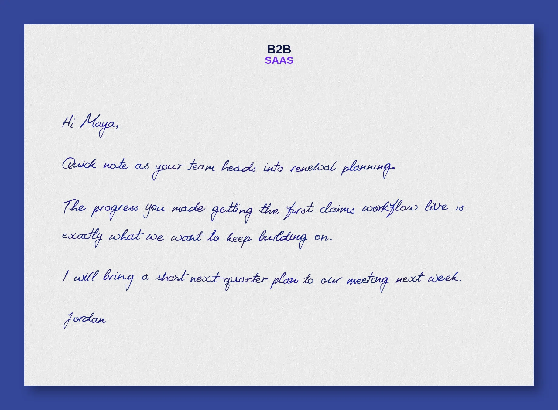 Renewal window handwritten note example