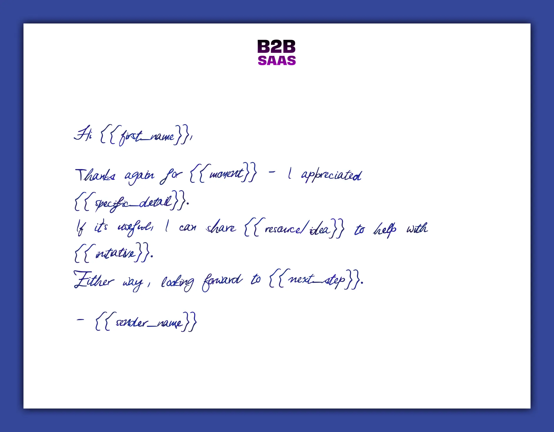 Four-sentence business thank you note example