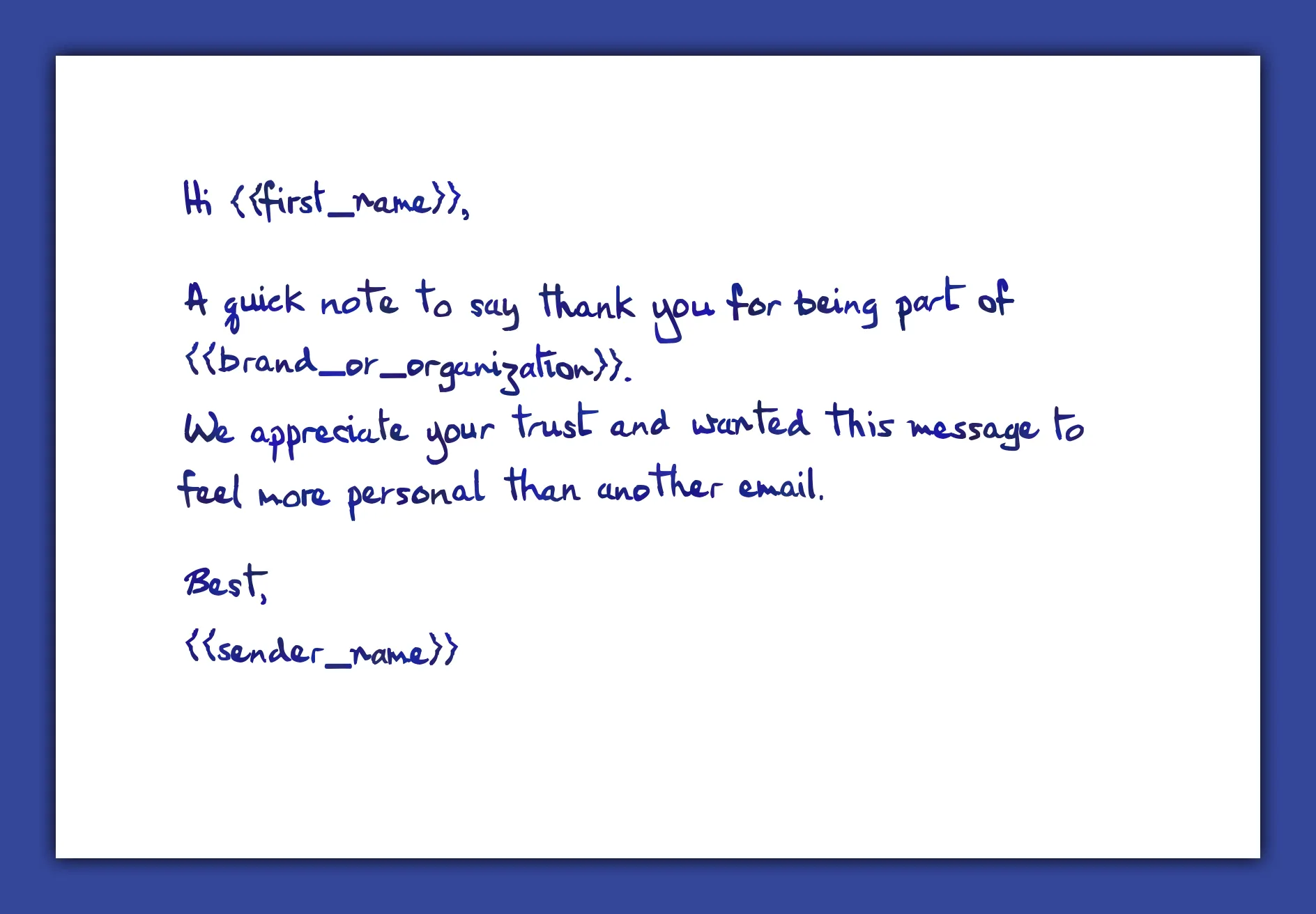 Handwritten marketing note example