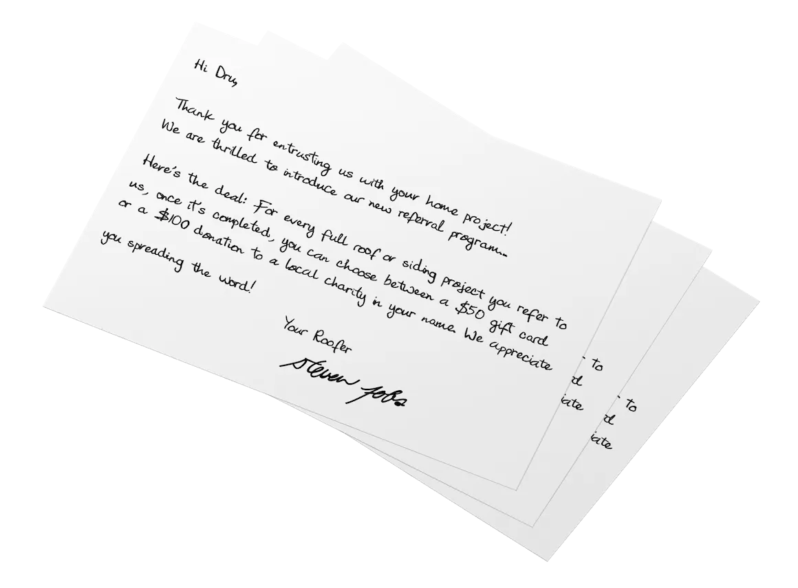 A handwritten home services mailer